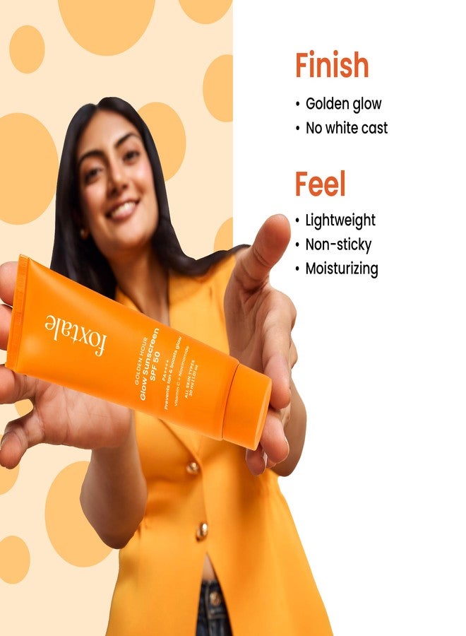 FoxTale Vitamin C & Niacinamide Glow Sunscreen Spf 50 Pa++++, Lightweight, Fast Absorbing, Uva And Uvb Filters, Prevents Tanning, No White Cast, Non-Greasy, For Men&Women, All Skin Types - 30 Ml - Image 4