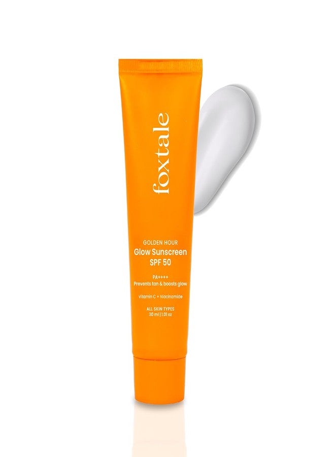 FoxTale Vitamin C & Niacinamide Glow Sunscreen Spf 50 Pa++++, Lightweight, Fast Absorbing, Uva And Uvb Filters, Prevents Tanning, No White Cast, Non-Greasy, For Men&Women, All Skin Types - 30 Ml - Image 1