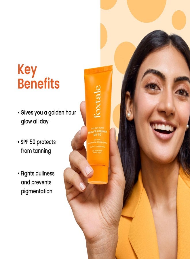 FoxTale Vitamin C & Niacinamide Glow Sunscreen Spf 50 Pa++++, Lightweight, Fast Absorbing, Uva And Uvb Filters, Prevents Tanning, No White Cast, Non-Greasy, For Men&Women, All Skin Types - 30 Ml - Image 2