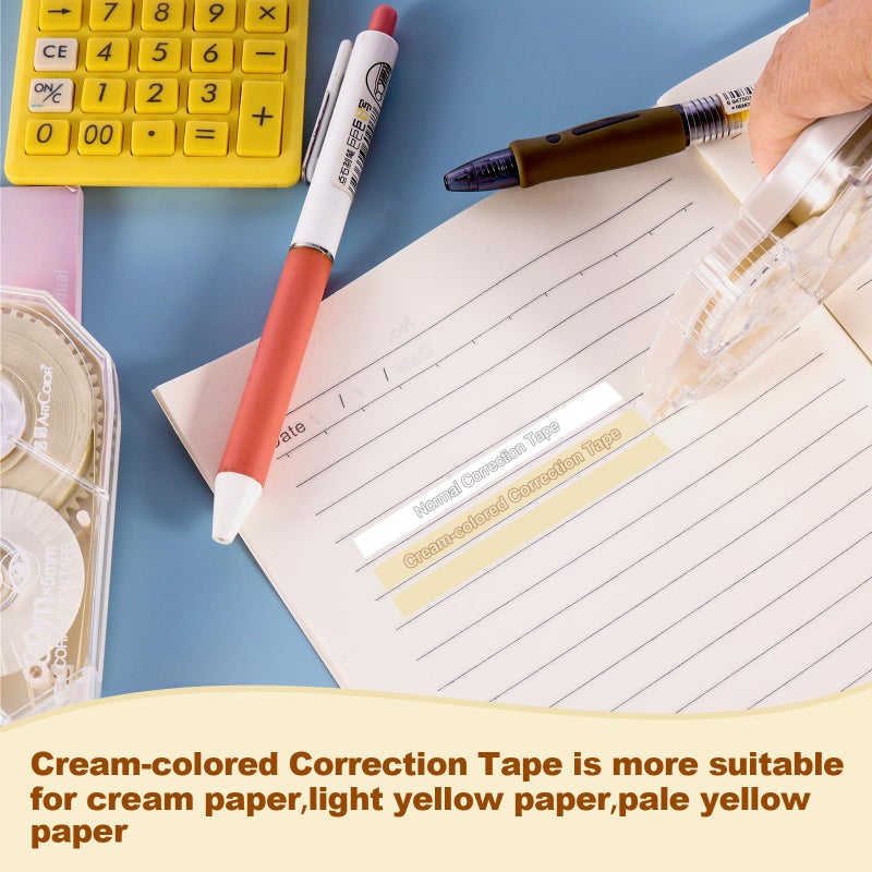WISOPTUS 100 Feet Long Beige Correction Tape, Smooth Glide, No Residue, Quick Dry, Perfect for School, Office Supplies, Crafting, Note Taking, Journaling (2 Pack) - Image 2