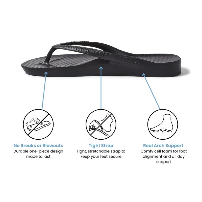 Archies Arch Support Flip Flops for Men & Women â€“ Orthotic Sandals for Plantar Fasciitis Relief â€“ Lightweight, Cushioning, Shock-Absorbing Sandals for Walking, Foot Pain & All-Day Comfort - Black (US Men's 11 / US Women's 12) - Image 4
