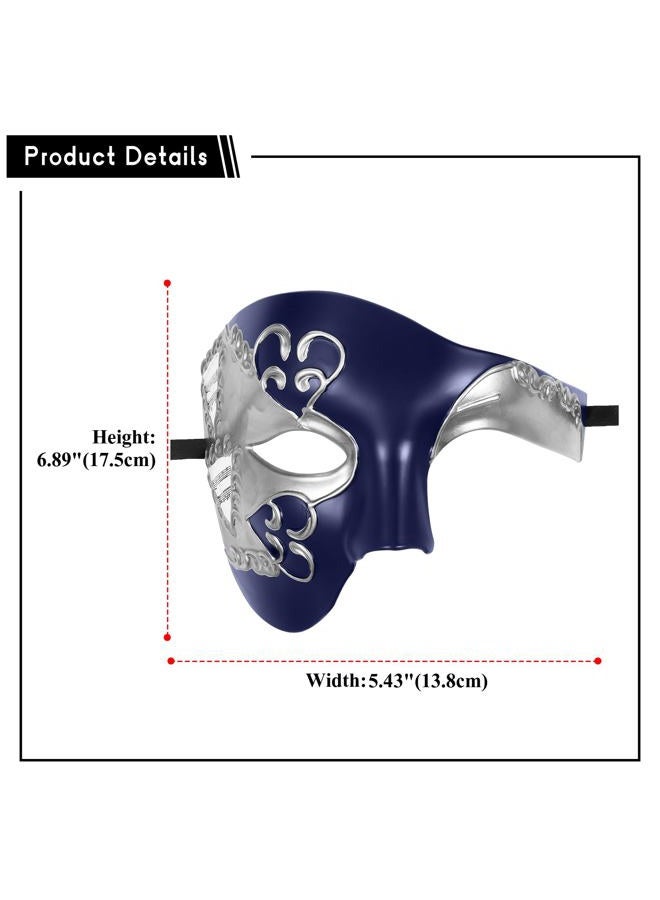 Oidea Masquerade Mask for Men: Phantom Of The Opera Half Face Mask Halloween Costume Prom Party Mardi Gras Masks Blue - Image 4