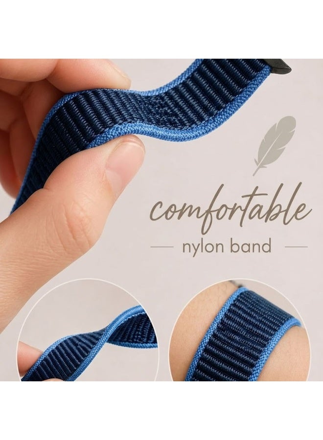 CATANES Breathable Nylon Sport Loop Band Compatible with Apple Watch 44mm 45mm 46mm 49mm for Women Men, iWatch Wrist Straps for Ultra 3 2, Se, Series 11 10 9 8 7 - navy blue - Image 4