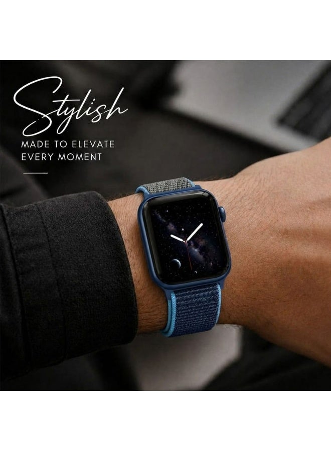 CATANES Breathable Nylon Sport Loop Band Compatible with Apple Watch 44mm 45mm 46mm 49mm for Women Men, iWatch Wrist Straps for Ultra 3 2, Se, Series 11 10 9 8 7 - navy blue - Image 5