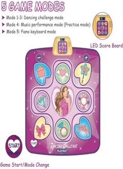 M MIAOYAN Dance mat toy for girls 3-10 years old, 5 game modes dance mat with LED light, fun way to exercise, birthday gift, suitable for 3 4 5 6 7 8 9 10 year old girls  - Image 3