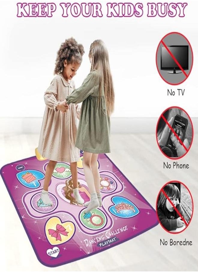 M MIAOYAN - Dance mat toy for girls 3-10 years old, 5 game modes dance mat with LED light, fun way to exercise, birthday gift, suitable for 3 4 5 6 7 8 9 10 year old girls - Image 1