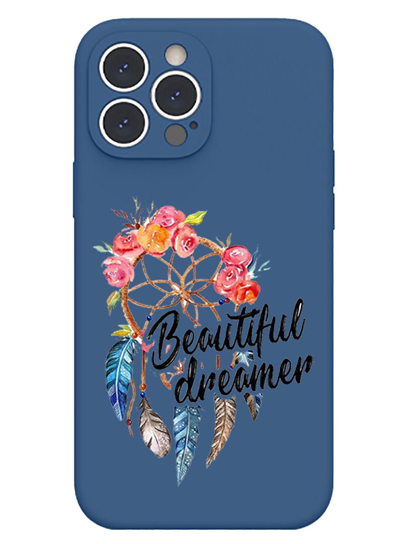 Protective Slim Fit Case Liquid Silicone Cover with Full Body Protection Anti-Scratch Shockproof Case For iPhone 13 Pro Max Blue  - Beautiful Dreamer white copy