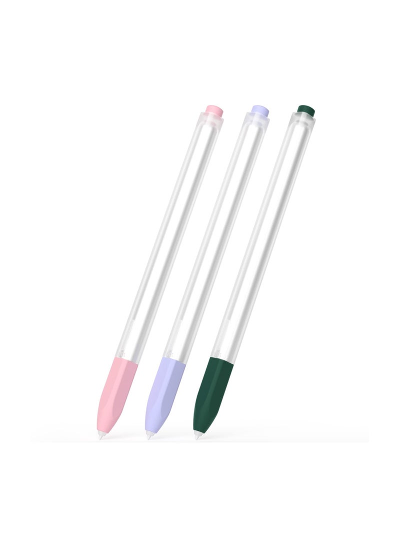 SYOSI 3 Pack Compatible with Samsung Galaxy Tab S7/S7+/S7 FE/S8/S8+/S8 Ultra/S9/S9+/S9 Ultra Pencil Case S Pen Case, Cute Classic Design, Silicone Protective Case. (Purple, Pink, Dark Green) - Image 1