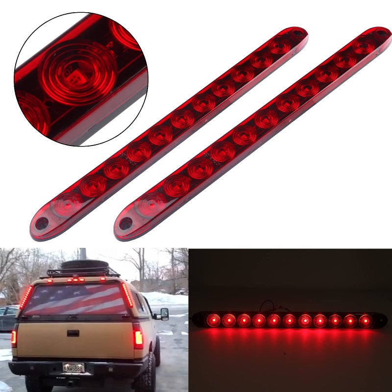 Konrali 4Pcs 16 Inch Red 11 LED Trailer Tail Lights Bar Sealed Trailer Truck Car Stop Turn Tail Third 3rd Center Stop Brake Lights Bar Trailer Left Right Turn Signal Lights Bar IP67 Submersible - Image 5