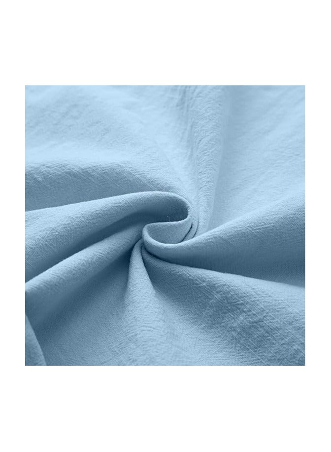 إس سيميفر رجل الكتان القمصان الخامس الرقبة القطن Grandad قميص طويلة الأكمام قمم الهبي تي شيرت قمم بلوزة فضفاضة تناسب الأساسية تونيك قمم عارضة مكتب العمل قميص، أزرق-XL - Image 3