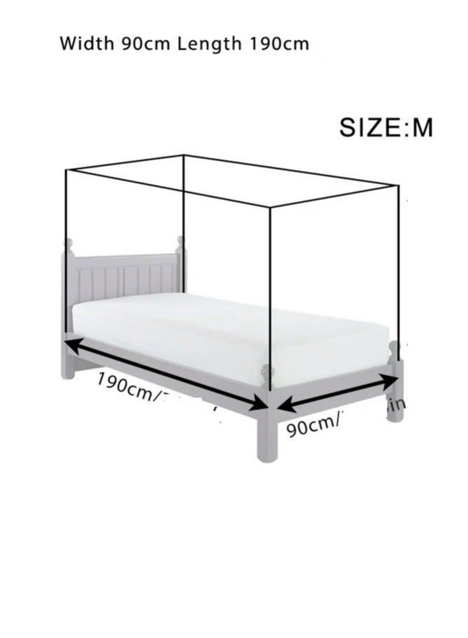 Sleep night Canopy Mosquito Net Full Netting Bedding Bedroom Decoration Hanging Bed Valance 4 Corner Tie 90 X 190 cm White - Image 2
