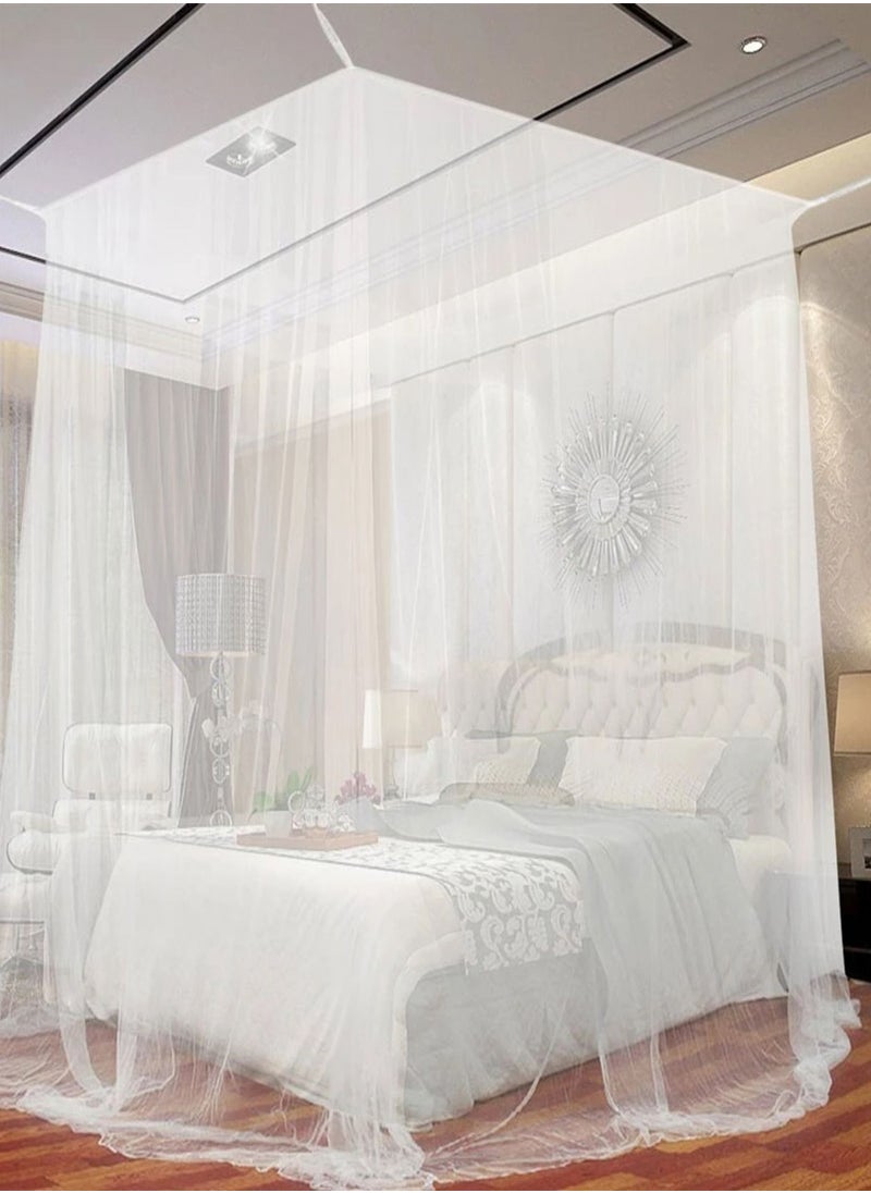 Sleep night Canopy Mosquito Net Full Netting Bedding Bedroom Decoration Hanging Bed Valance 4 Corner Tie 90 X 190 cm White  - Image 1