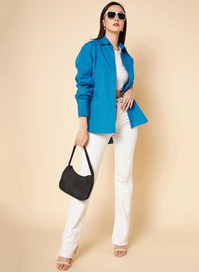 HIGH STAR Women Blue Shirt - Image 4