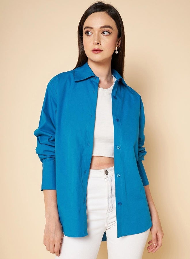 HIGH STAR Women Blue Shirt - Image 1