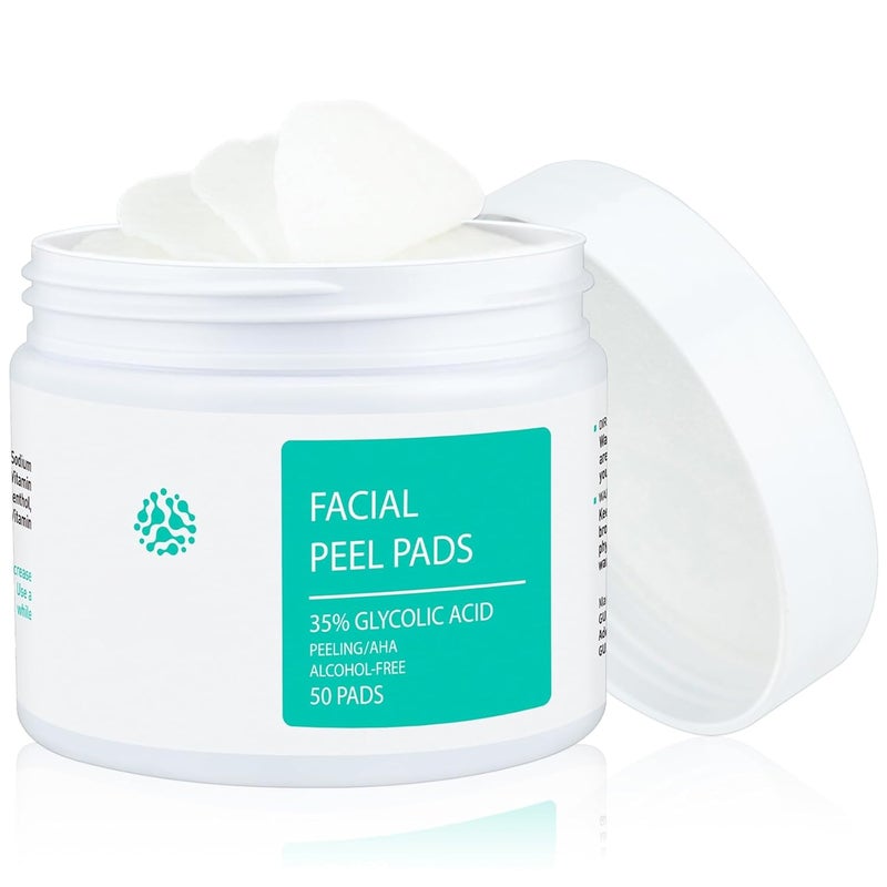 Glycolic Acid Pads  Exfoliating Pads for Face with Vitamins B5 C  E Green Tea  Chemical Peel for Face at Home  Peel Pads for Acne Fine Lines and Wrinkles  50 Pads
