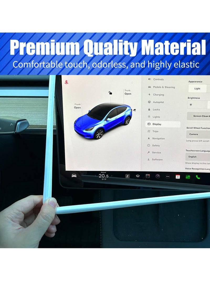 Excefore 2Pcs Silicone Protector Frames for Tesla Model 3 2017-2024 and Model Y Screen and Rear View Mirror Protection Central Control Display Protective Cover White - Image 2