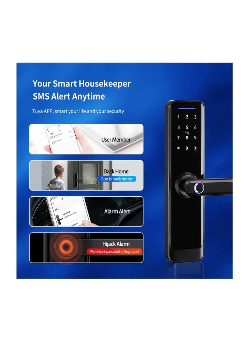 areb - AREB WiFi Smart Door Lock size 72 * 55 five unlocking methods Fingerprint PIN code app control key card emergency key automatic lock and anti theft security for homes and offices - Image 1