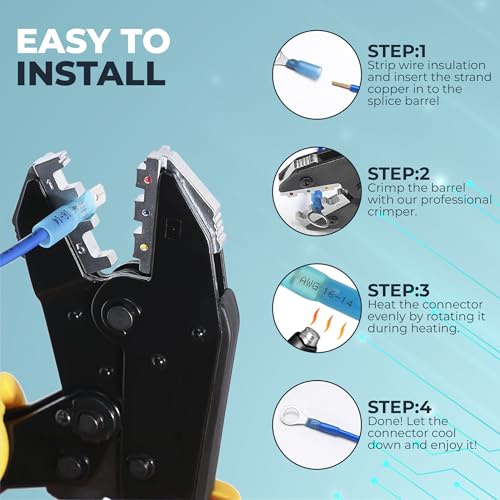 AKOSN 302 Pcs Heat Shrink Wiring Connectors Kits, Eletrical Wire Terminals, Crimp Insulated Connector Assortment- Ring Fork Spade Splices, Waterproof, for Marine, Automotive, 21Size, 16-14 22-18 12-10 Gauge - Image 5