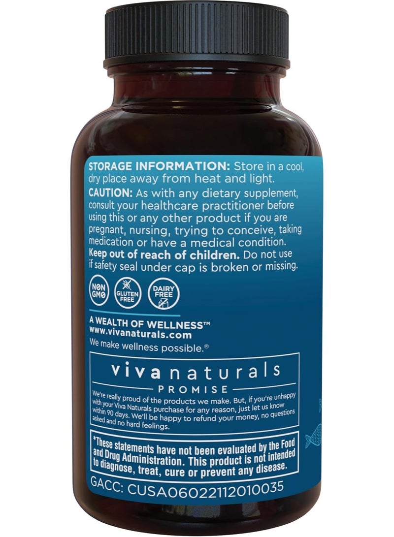 Viva Naturals Omega 3 Fish Oil Supplement, 30 Softgels (1500mg of EPA & 568mg of DHA) - Image 4