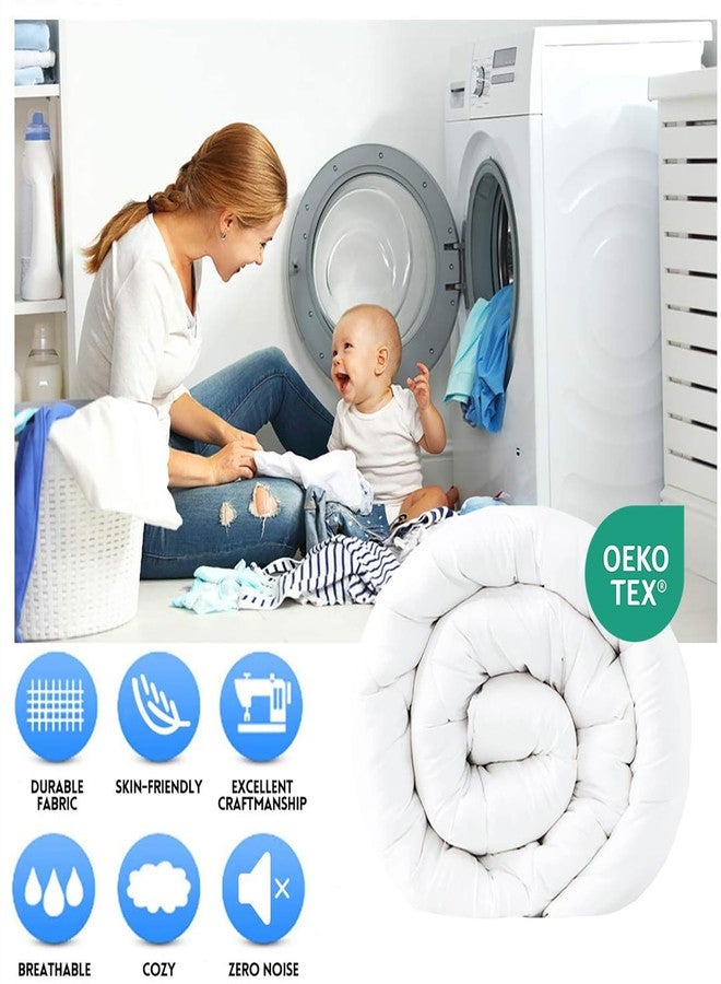 EASELAND غطاء سرير كوين بديل للداون من EASELAND - إدخال لحاف مخيط لجميع الفصول، ناعم وخفيف الوزن مع علامات الزاوية، Bedding دافئ للصيف والشتاء، أبيض 88×88 بوصة - Image 2