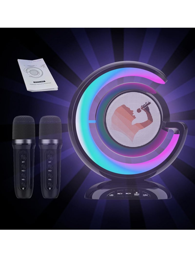 ELTRAZONE Karaoke Machines, Singing Machine Karaoke, Portable Blue Tooth Speaker, 2 Blue Tooth Wireless Microphones Various Ambient Lights, Wireless Karaoke Microphones for Adults, Speaker Support TWS/USB/TF - Image 4