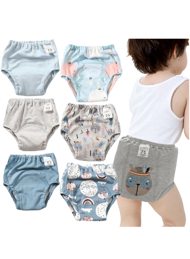 6PCS Baby Potty Training Pants Toddler Training Underwear for Boy and Girls Strong Absorbent Cotton Training Pants Breathable Potty Training Underwear Baby Washable diaper (B)  - Image 1