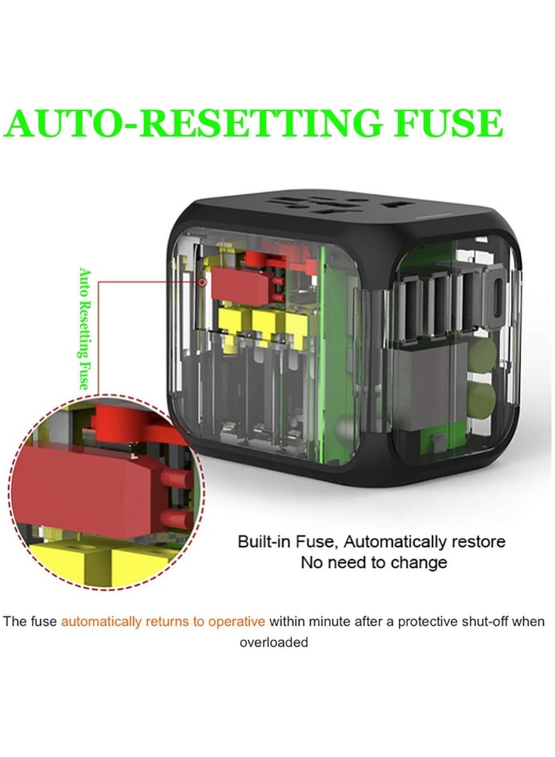 ELTRAZONE Travel Adapter, Worldwide All in One Universal Travel Adapter Wall AC Power Plug Adapter Wall Charger with Smart High Speed 3 USB Ports & 1 Type C Ports, USA EU UK AU Asia 160 Countries - Image 4