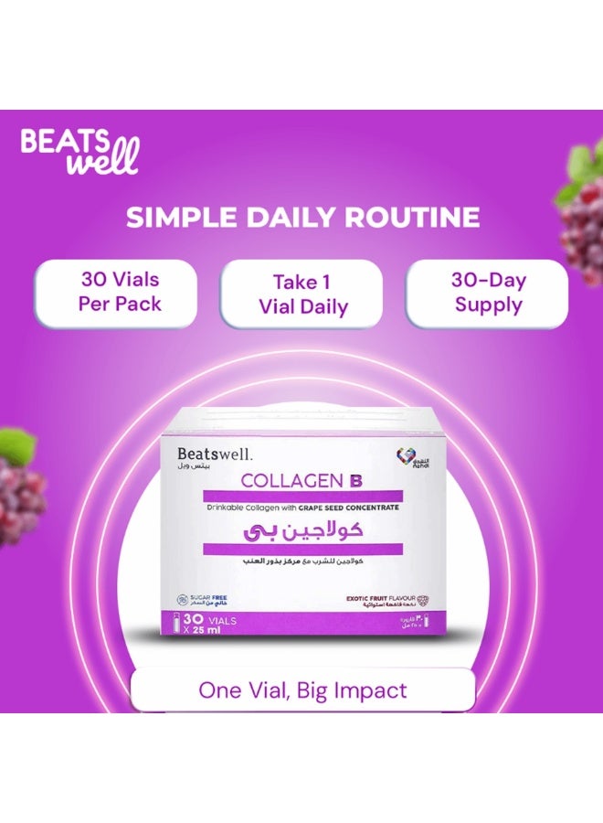 BeatsWell بيتس ويل كولاجين بي للبشرة 30 قارورة شراب - Image 4