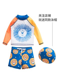 Kids Long Sleeve Sun-Protective Swimwear Set Blue