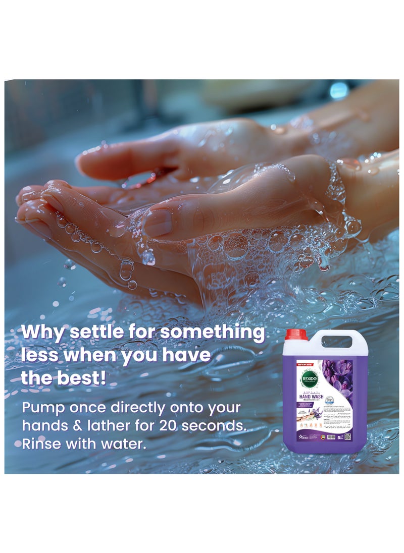 REXIDO - Premium Antibacterial Hand Wash Liquid, Classic Lavender, 5 Liter, Strong Germ Protection WithBio Active Skin Care, Cleansing & Nourishing, for Firmer, Younger-Looking Skin - Image 1