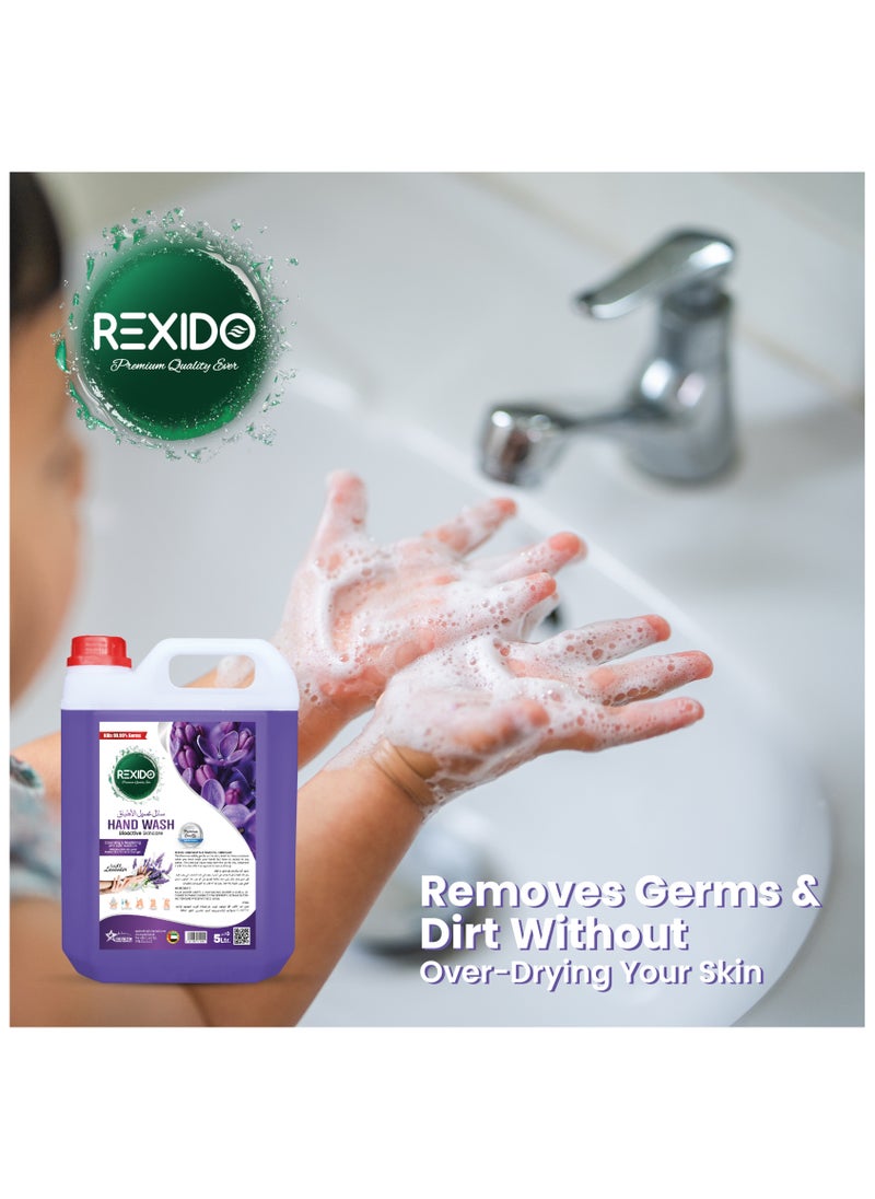 REXIDO - Premium Antibacterial Hand Wash Liquid, Classic Lavender, 5 Liter, Strong Germ Protection WithBio Active Skin Care, Cleansing & Nourishing, for Firmer, Younger-Looking Skin - Image 1