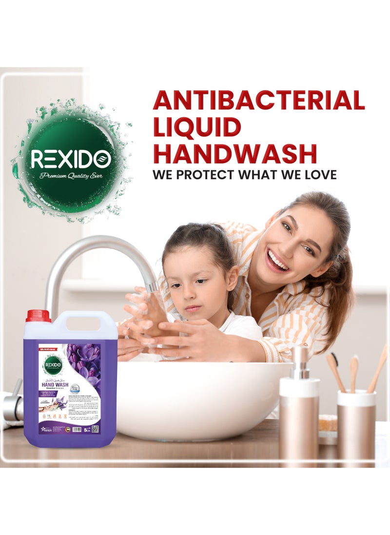 REXIDO - Premium Antibacterial Hand Wash Liquid, Classic Lavender, 5 Liter, Strong Germ Protection WithBio Active Skin Care, Cleansing & Nourishing, for Firmer, Younger-Looking Skin - Image 1
