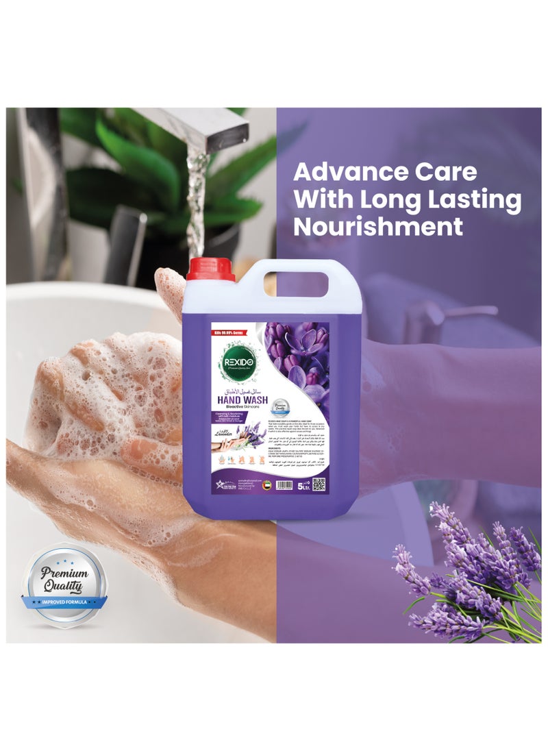REXIDO - Premium Antibacterial Hand Wash Liquid, Classic Lavender, 5 Liter, Strong Germ Protection WithBio Active Skin Care, Cleansing & Nourishing, for Firmer, Younger-Looking Skin - Image 1