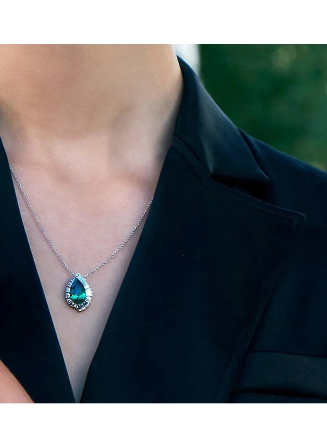 Artsy Silver - Emerald And Baguette Stones Necklace - Image 1