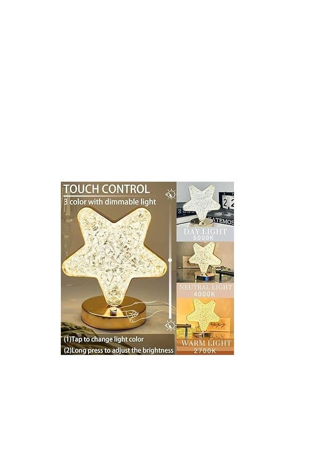 Ramadan Decorations Crystal Table Lamp star Shape Night Light Touch LED Nightstand Lamp Desk Lamp for Home Bedroom Living Room Ramadan Table Decorations