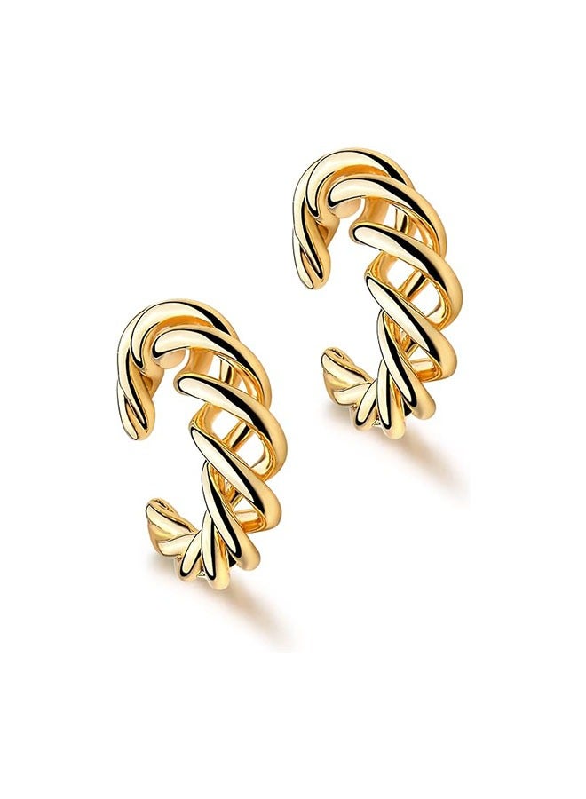 Mevecco Women Ear Cuff Earring Gold Non Pierced Ear Cartilage Clip on Wrap Hoop 14K Gold Filled Tiny Boho Beach Simple Minimalist Delicate Handmade Hypoallergenic Jewelry Gift-Sold as Single/Pair - Image 1