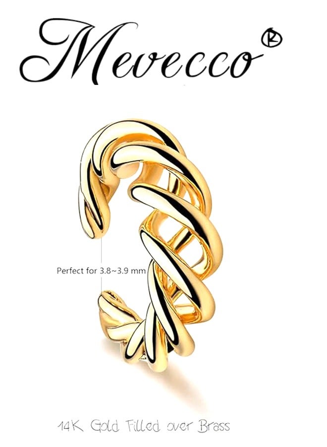 Mevecco Women Ear Cuff Earring Gold Non Pierced Ear Cartilage Clip on Wrap Hoop 14K Gold Filled Tiny Boho Beach Simple Minimalist Delicate Handmade Hypoallergenic Jewelry Gift-Sold as Single/Pair - Image 3
