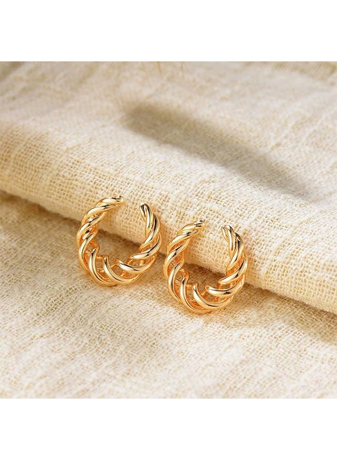 Mevecco Women Ear Cuff Earring Gold Non Pierced Ear Cartilage Clip on Wrap Hoop 14K Gold Filled Tiny Boho Beach Simple Minimalist Delicate Handmade Hypoallergenic Jewelry Gift-Sold as Single/Pair - Image 4