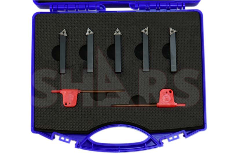 Shars 1/4" 5 Pcs Indexable Carbide TCMT Insert Turning Tool Set 404-1039 P] - Image 2