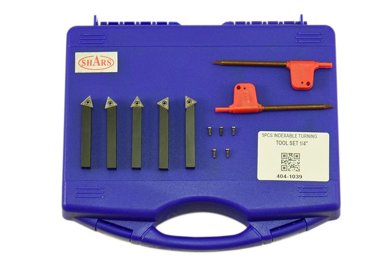 Shars 1/4" 5 Pcs Indexable Carbide TCMT Insert Turning Tool Set 404-1039 P] - Image 1