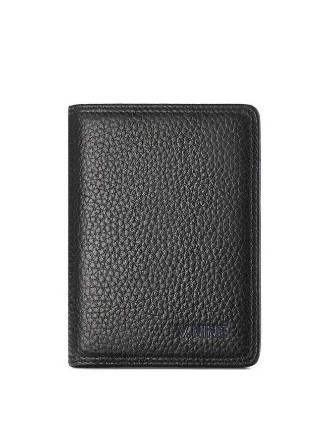 V.nine Card Holder, Top-grain Leather, Slim, Vintage, Driver's License Holder, Bank Card Case, Birthday Gift For Husband Or Boyfriend, Valentine's Day Gift, Mini Id Holder, Compact, Ultra-thin, New Year Gift For Men And Women, Black - Image 4