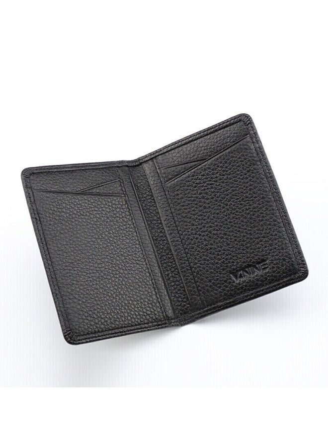 V.nine Card Holder, Top-grain Leather, Slim, Vintage, Driver's License Holder, Bank Card Case, Birthday Gift For Husband Or Boyfriend, Valentine's Day Gift, Mini Id Holder, Compact, Ultra-thin, New Year Gift For Men And Women, Black - Image 5