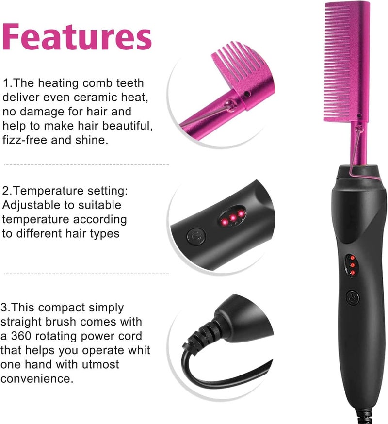 Goiple Hot Comb Hair Straightener for Natural Black Hair and Lace Front Wigs - Electric Heat Pressing Comb Set With Lace Melting Spray and Wig Glue Kit - Image 4