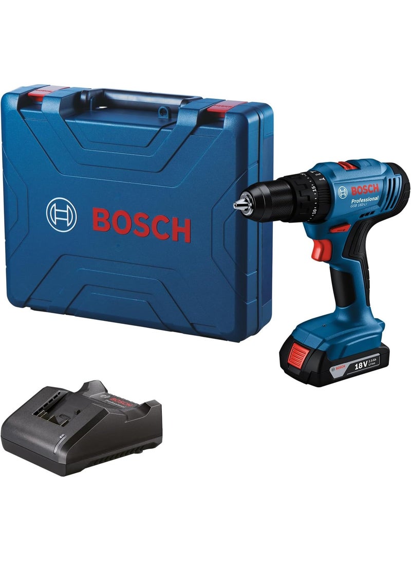 BOSCH مثقاب/سائق تأثير لاسلكي احترافي GSB 183-LI (1 × بطارية GBA 18V 2.0Ah، شاحن GAL 18V-20 احترافي) - Image 2