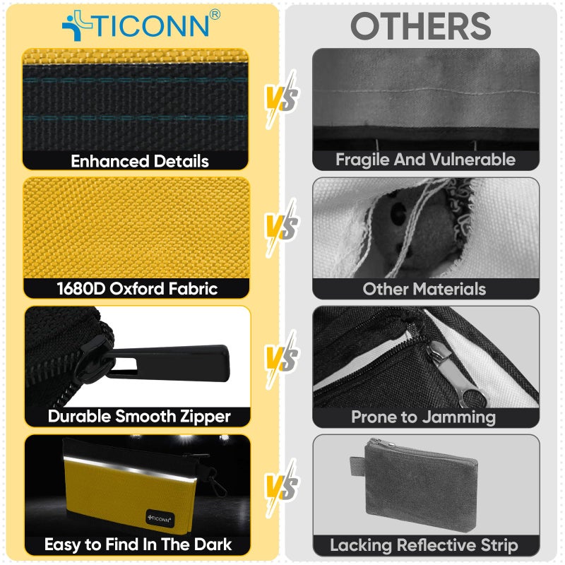 TICONN Tool Pouches with Zipper, 1680D Oxford Small Tool Bags, Waterproof Utility Bag Zipper Pouch for Tool Organizers and Storage (3 Pack Small) - Image 5