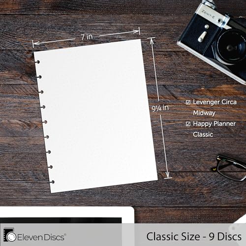 Eleven Discs Classic Size Discbound Paper - Pure Dot Grid Sheets - Premium 120gsm Heavyweight Notebook & Planner Refills - 9 Discs, 7 x 9.25 in - Punched for Happy Planner (50 Sheets) - Image 4