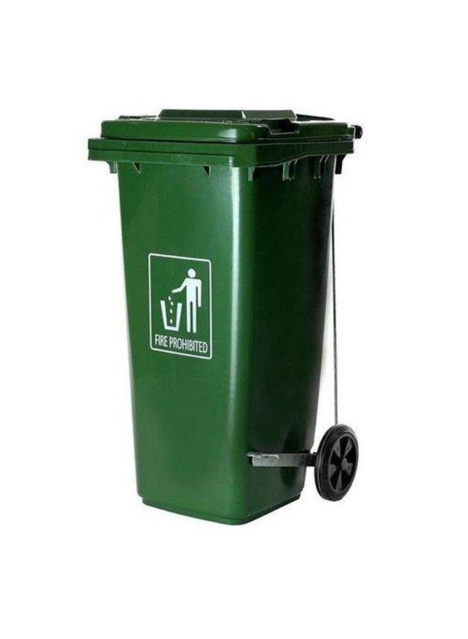 GATOR Plastic Garbage Bin | Wheeled Outdoor Waste Container with Covered Lid | Heavy Duty Commercial Trash Can | 120L | Green