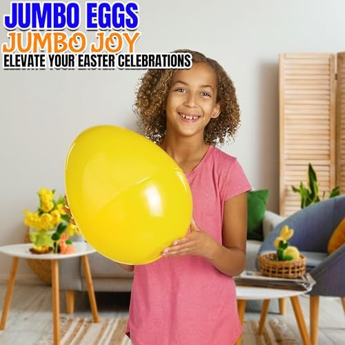Fun Express 14 inch Fillable Yellow Plastic Easter Eggs 6 Pieces Yellow - Image 5