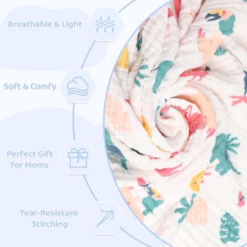 Little Boo 6 Layer Muslin Cotton Printed Bath Towel for Babies Cotton Super Soft Towels for Newborn Baby Absorbent Bathing Towel,Kids Boys and Girls Size 50 x100 cm -Print May Vary (Pack of 1) - Image 3
