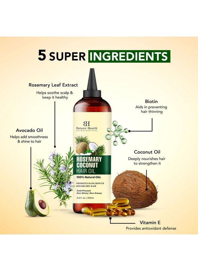 Botanic Hearth Botanic Hearth Rosemary, Coconut & Avocado Hair Oil with Biotin (6.7 fl oz) | Nourishing Hair Growth & Strengthening Formula | Promotes Healthy, Shiny Hair | Suitable for All Hair Types  - Image 5